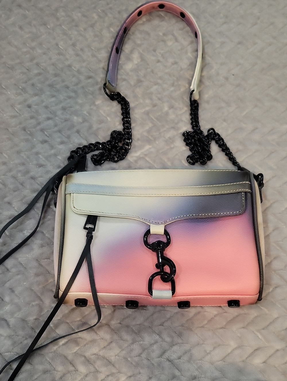Rebecca Minkoff Ombre Pink Lavender Blue Crossbody with Black Chain